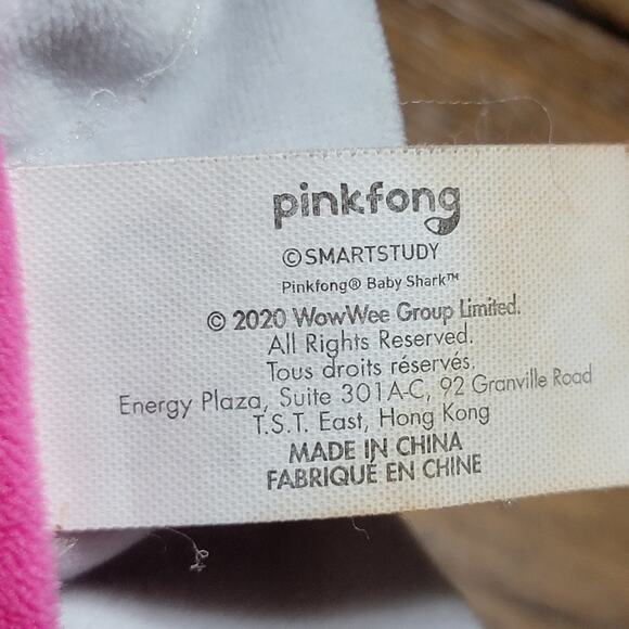 Pink Fong Pink & White Infant Security Blanket w/ Baby Shark 15" x 15" - Picture 4 of 5